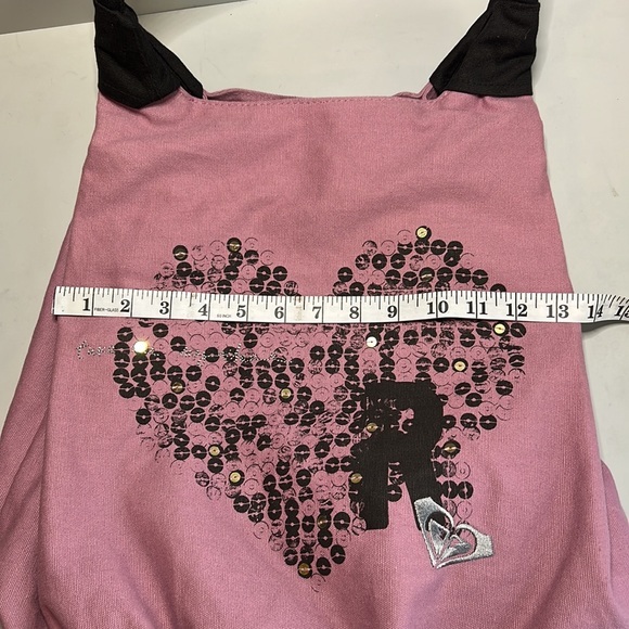Roxy large mauve/pink tote bag with sequined heart design. - Picture 6 of 12